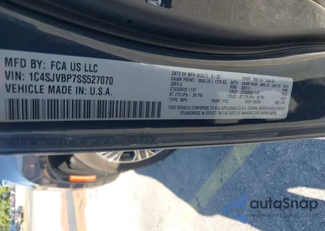 2025 Jeep Wagoneer Carbide 4X4 z USA, uszkodzony, nr VIN 1C4SJVBP7SS527070